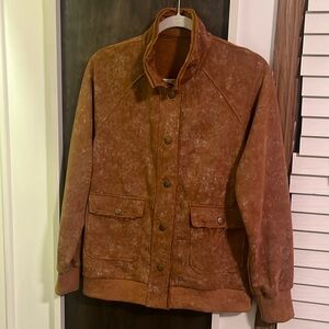 Rust color with bleaching pattern snap sweatshirt jacket size Small